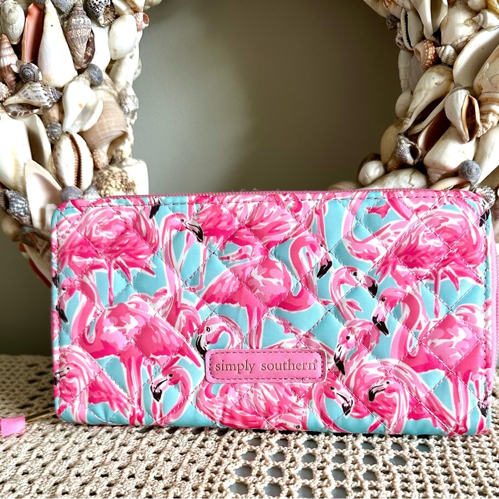 Simply Southern Pink Flamingo Quilted Wallet